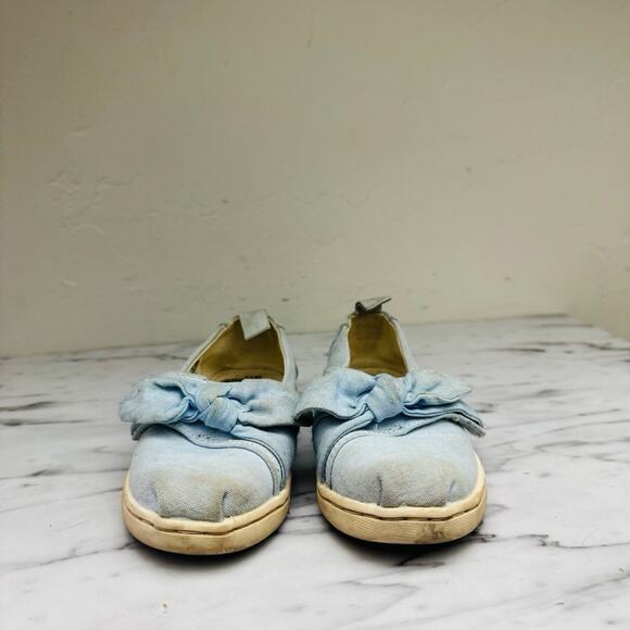 TOMS Blue Bow Slip On Shoes Toddler Girls Size 7 - Picture 3 of 8